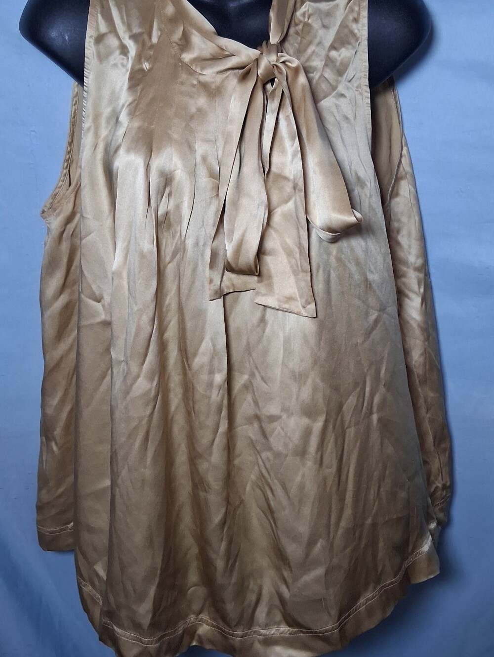 Vintage Spiegel 100% Silk Bow Blouse Size 16 Beautiful, shimmering liquid gold